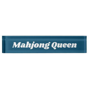 Mahjong Queen in Teal Blue  Nameplate