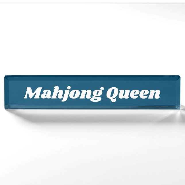 Mahjong Queen in Teal Blue  Nameplate (Front)