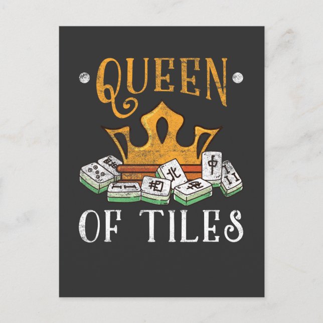 Mahjong Queen Of Tiles Mah Jong Boardgame Lover Postcard (Front)