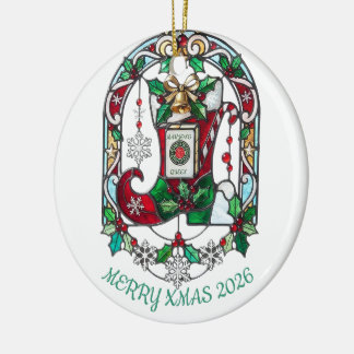 Mahjong Queen Stained Glass Christmas Ornament