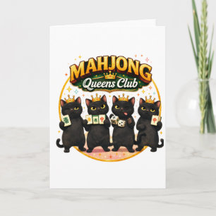 Mahjong Queens Club Cute Black Cats Card