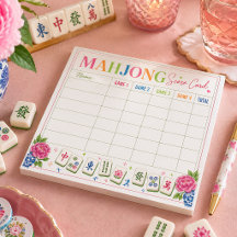 Mahjong Score Card Floral Design