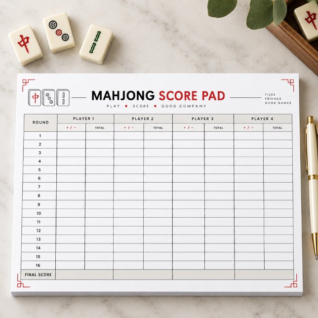 Mahjong Score Sheet Notepad (Mahjong Score Sheet Notepad
)