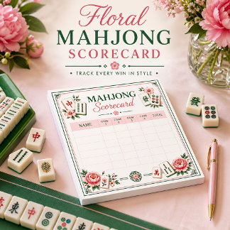 Mahjong Scorecard Floral Notepad