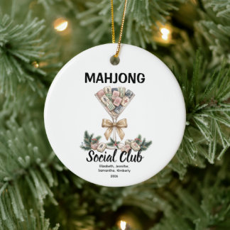 Mahjong Social Club Christmas Group Gift Ceramic Ornament