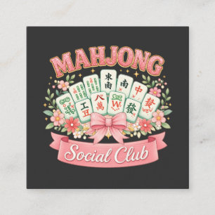 Mahjong Social Club Pink Floral Bow Enclosure Card