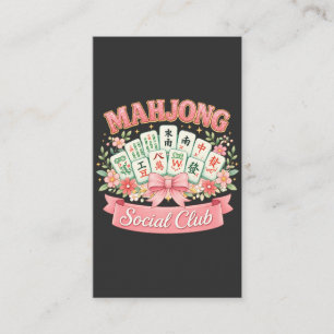 Mahjong Social Club Pink Floral Bow Enclosure Card