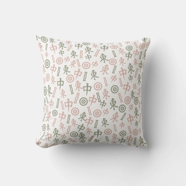Mahjong Symbols Throw Pillow (Front)