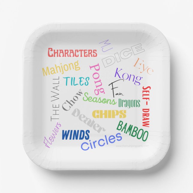 Mahjong Themed Paper Plates 7" (Front)