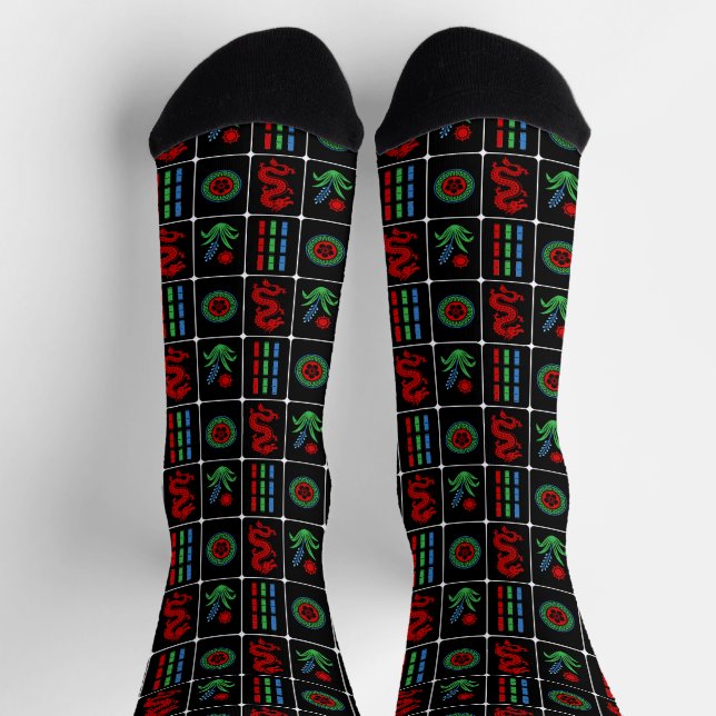 Mahjong Tiles #4 Red Green Blue Black Socks (Top)