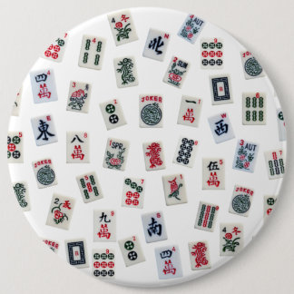 MahJong tiles and symbols patterns 6 Inch Round Button