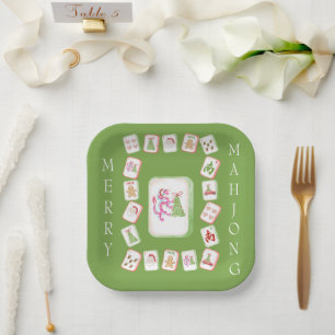 Mahjong Tiles Holiday Paper Plate