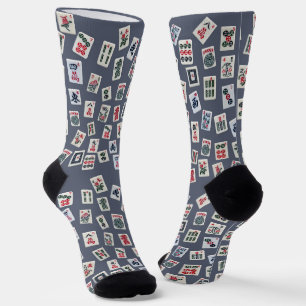 Mahjong tiles on dark blue  socks