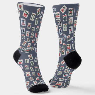 Mahjong tiles on dark blue socks