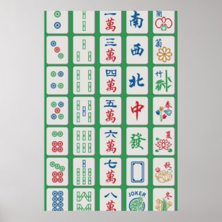 Mahjong Tiles on Green Poster