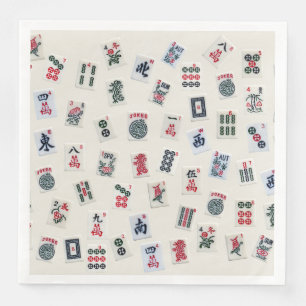 MahJong tiles on pastel badge background Napkin