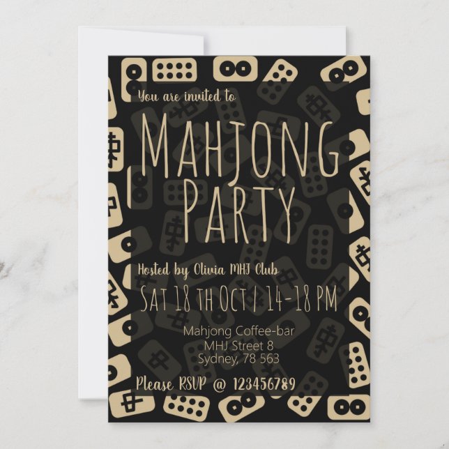 Mahjong tiles - party invitation (Front)
