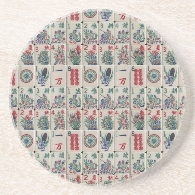 Mahjong Tiles Pattern  Coaster (Front)