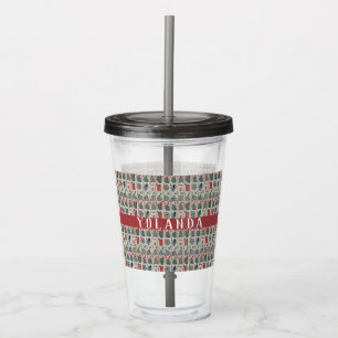 Mahjong Tiles Pattern Personalized Acrylic Tumbler