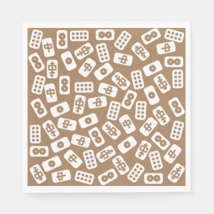 Mahjong tiles pattern white on brown napkin