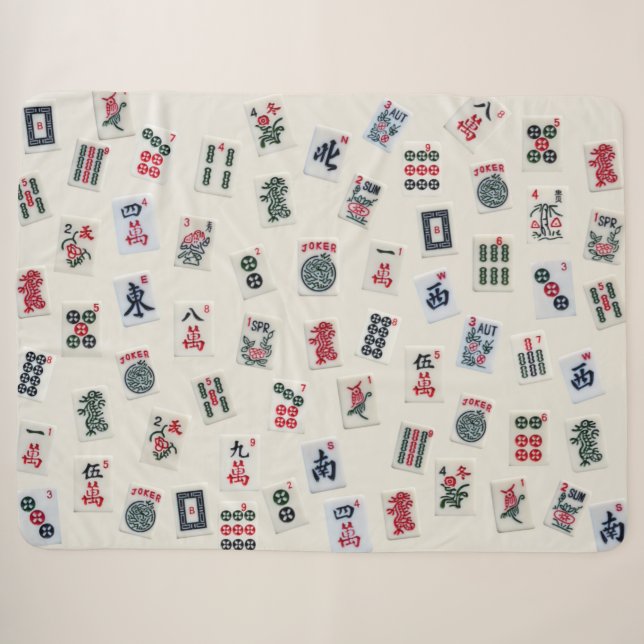 MahJong tiles photography on badge background Sherpa Blanket (Front (Horizontal))