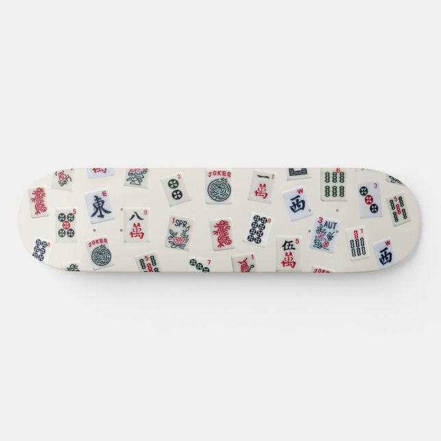 MahJong tiles photography on badge background  Skateboard (Horz)