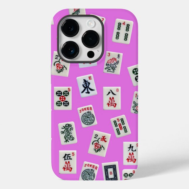 MahJong tiles photography on pink background  Case-Mate iPhone Case (Back)