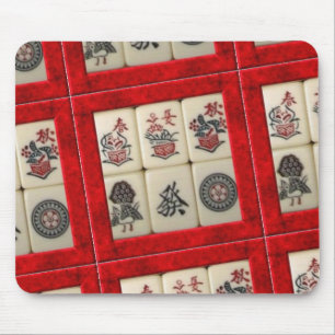 Mahjong tiles red frames mouse pad