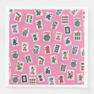 MahJong tiles symbols on pink Napkin