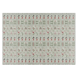 Mahjong Tiles Tempered Glass Cutting Board