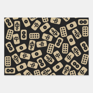 Mahjong tiles white brown and black combination wrapping paper sheet