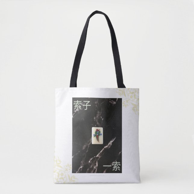 Mahjong Tote Bag with the 1 of Bamboo in Cantonese (Front)