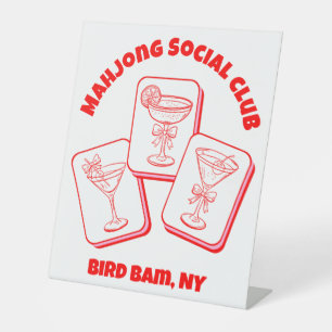 Mahjong Valentine's Party Cocktail Pedestal Sign