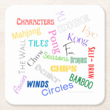 Mahjong Words Paper Coaster