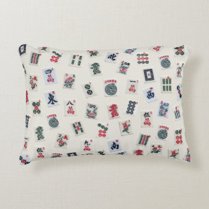 MahJongg game  tiles symbols design  Accent Pillow
