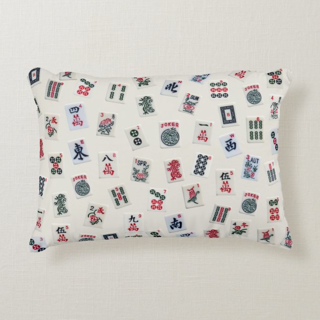 MahJongg game  tiles symbols design  Accent Pillow (Front)