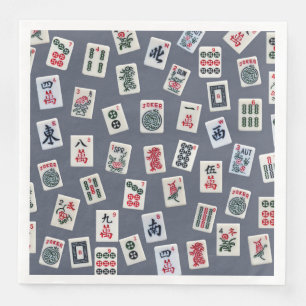 MahJongg tiles design on dark blue Napkin