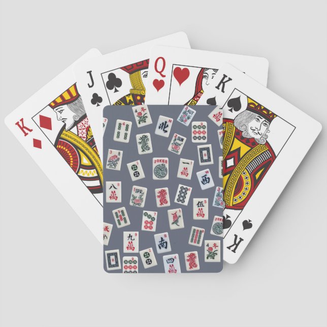 MahJongg tiles design on dark blue Playing Cards (Back)