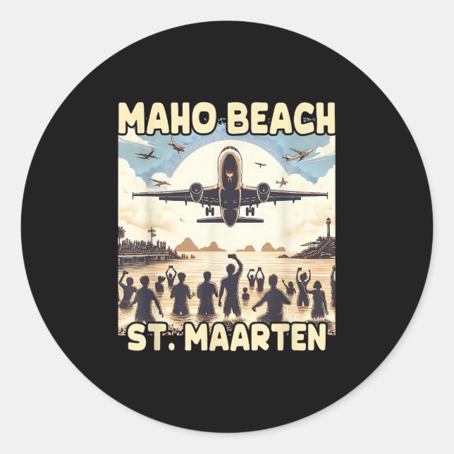 Maho Beach St. Maarten  Classic Round Sticker (Front)