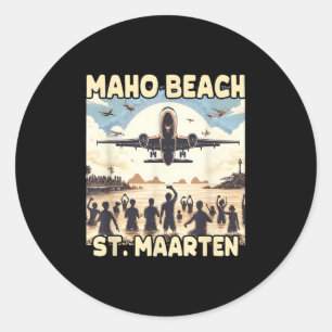 Maho Beach St. Maarten  Classic Round Sticker