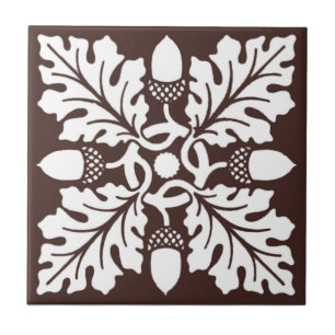Mahogany Acorn and Leaf Tile Design
