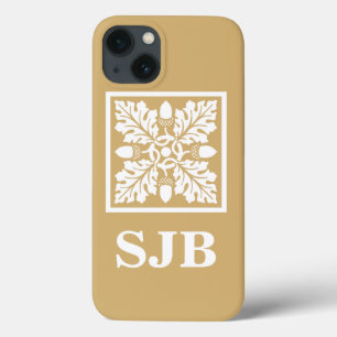 Mahogany Acorn and Leaf Tile Design iPhone 13 Case