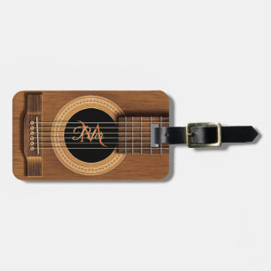 Mahogany Acoustic Guitar Personalized Luggage Tag