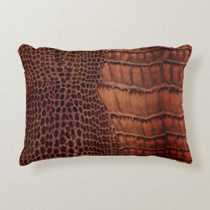 Mahogany Alligator Classic Reptile Leather (Faux) Accent Pillow