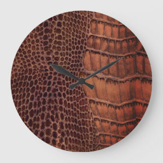 Mahogany Alligator Classic Reptile Leather (Faux) Large Clock