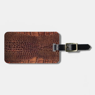 Mahogany Alligator Classic Reptile Leather (Faux) Luggage Tag
