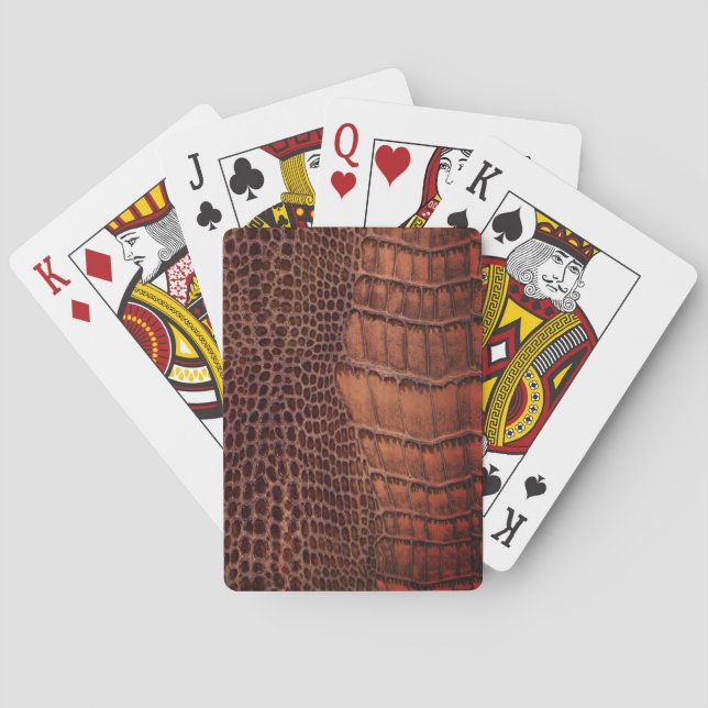 Mahogany Alligator Classic Reptile Leather (Faux) Playing Cards (Back)