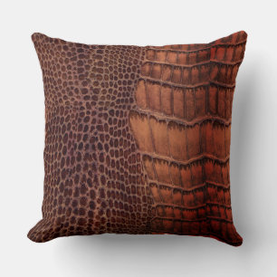 Mahogany Alligator Classic Reptile Leather (Faux) Throw Pillow