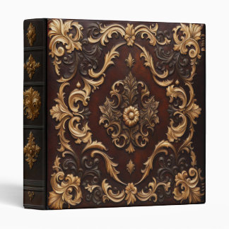 Mahogany and Gold Vintage Faux Leather Look Binder
