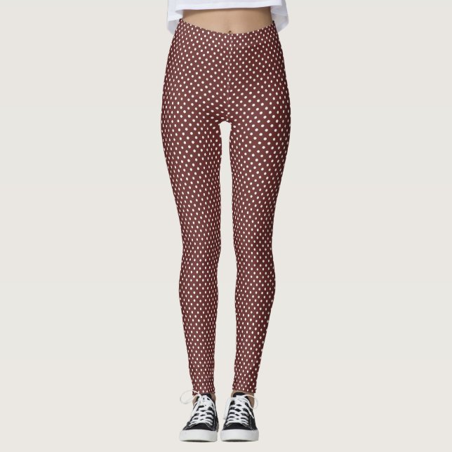 Mahogany Bliss Polka Dots Leggings (Front)